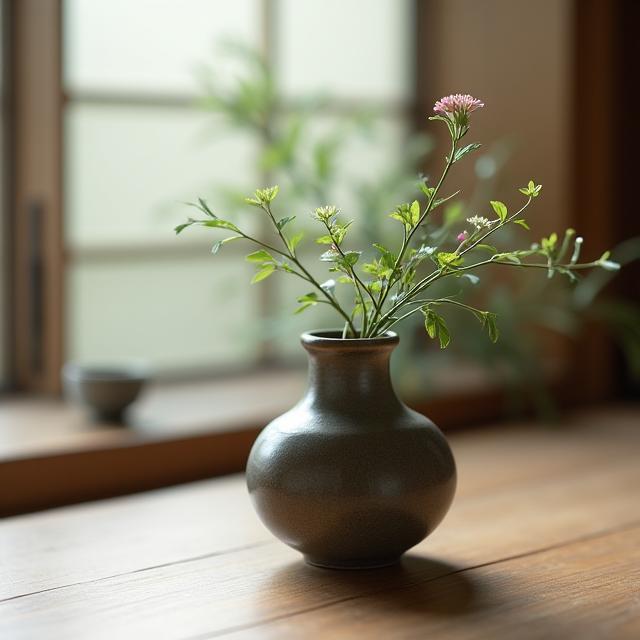 A delicate Chabana arrangement, perfect for a traditional tea ceremony.